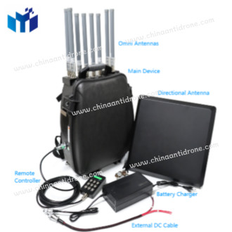400W Backpack Manpack Drone Signal Jammer 8 Bands 2.4G 5.2G 5.8GHz GPS L1L2L3L4L5 FPV 400-1100MHz