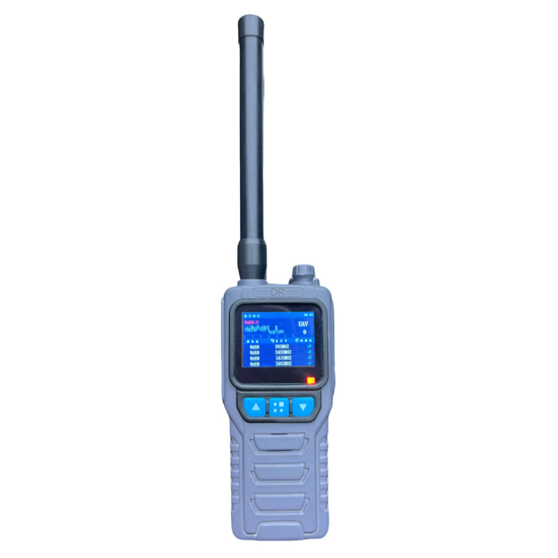 Convenient Handheld Drone Detector with Spectrum Sensing Technology and Wristband Receiver for Quick Detection